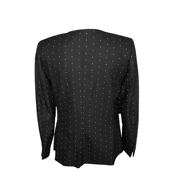 Women's Donna Karan Collarless Single-Breasted Blazer Black Micro Dot Size 12 - Picture 3 of 7